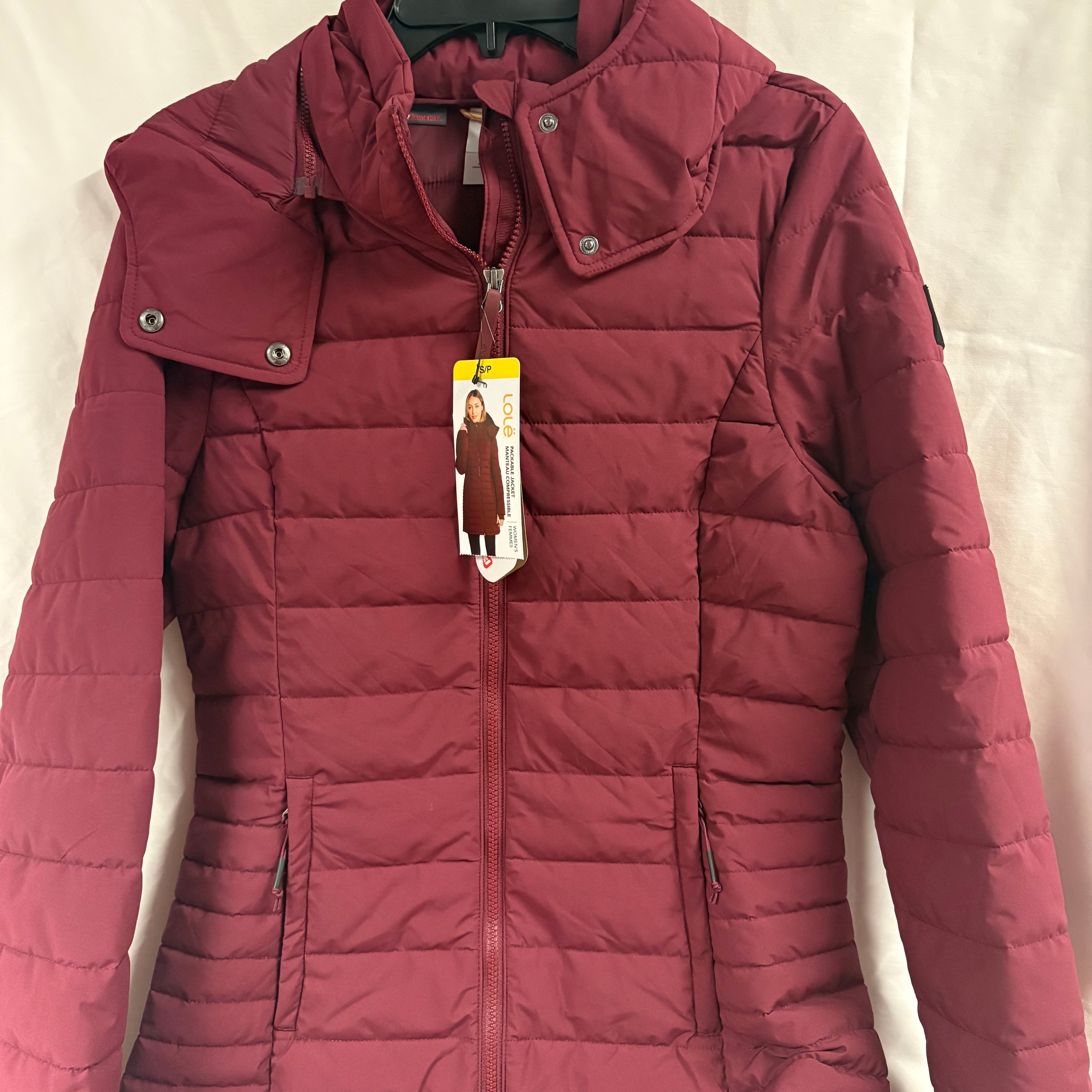 Lolë Women’s Quilted Puffer Jacket with Hood Burgundy