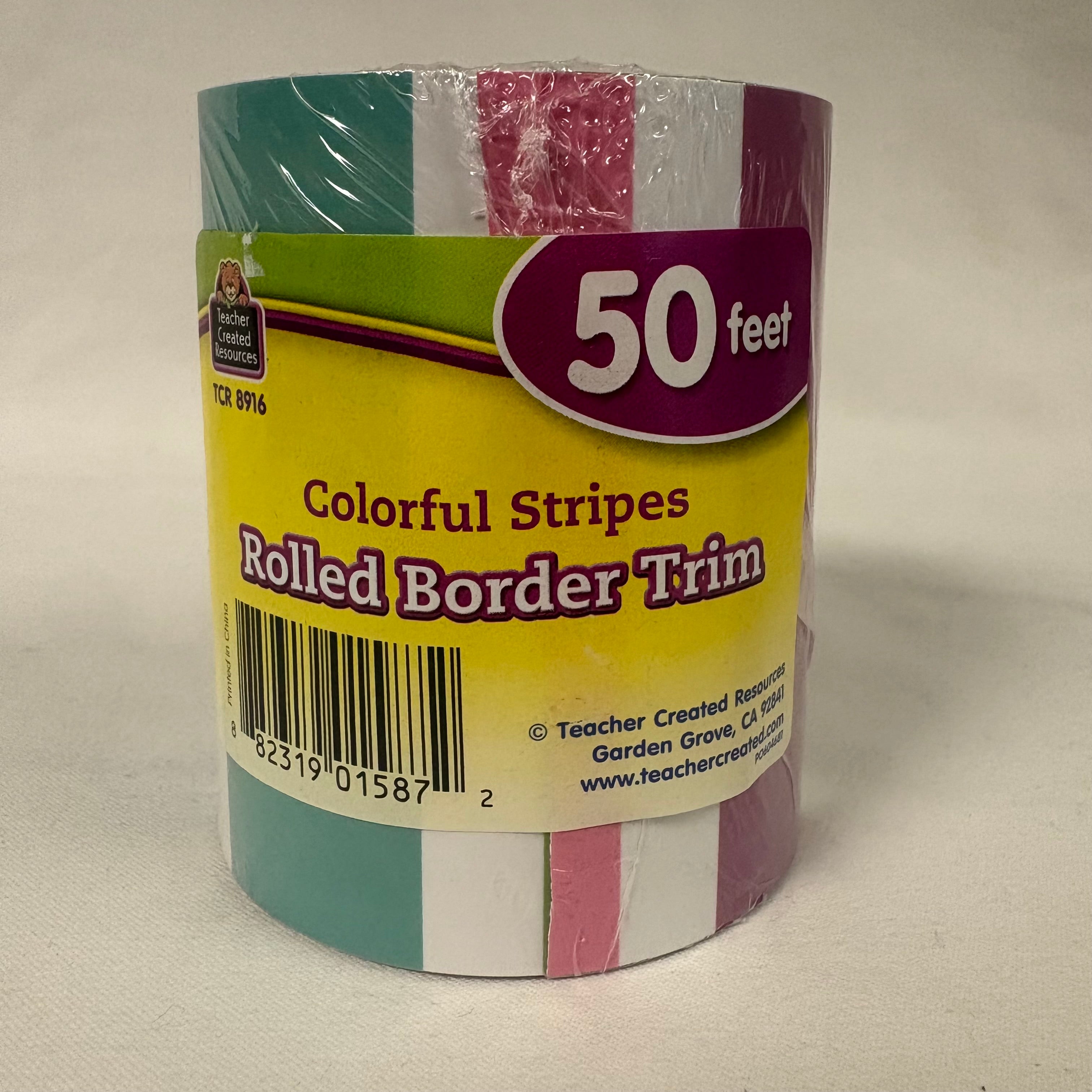 Colorful Stripes Rolled Border Trim 50 Feet Classroom Bulletin Board Decor