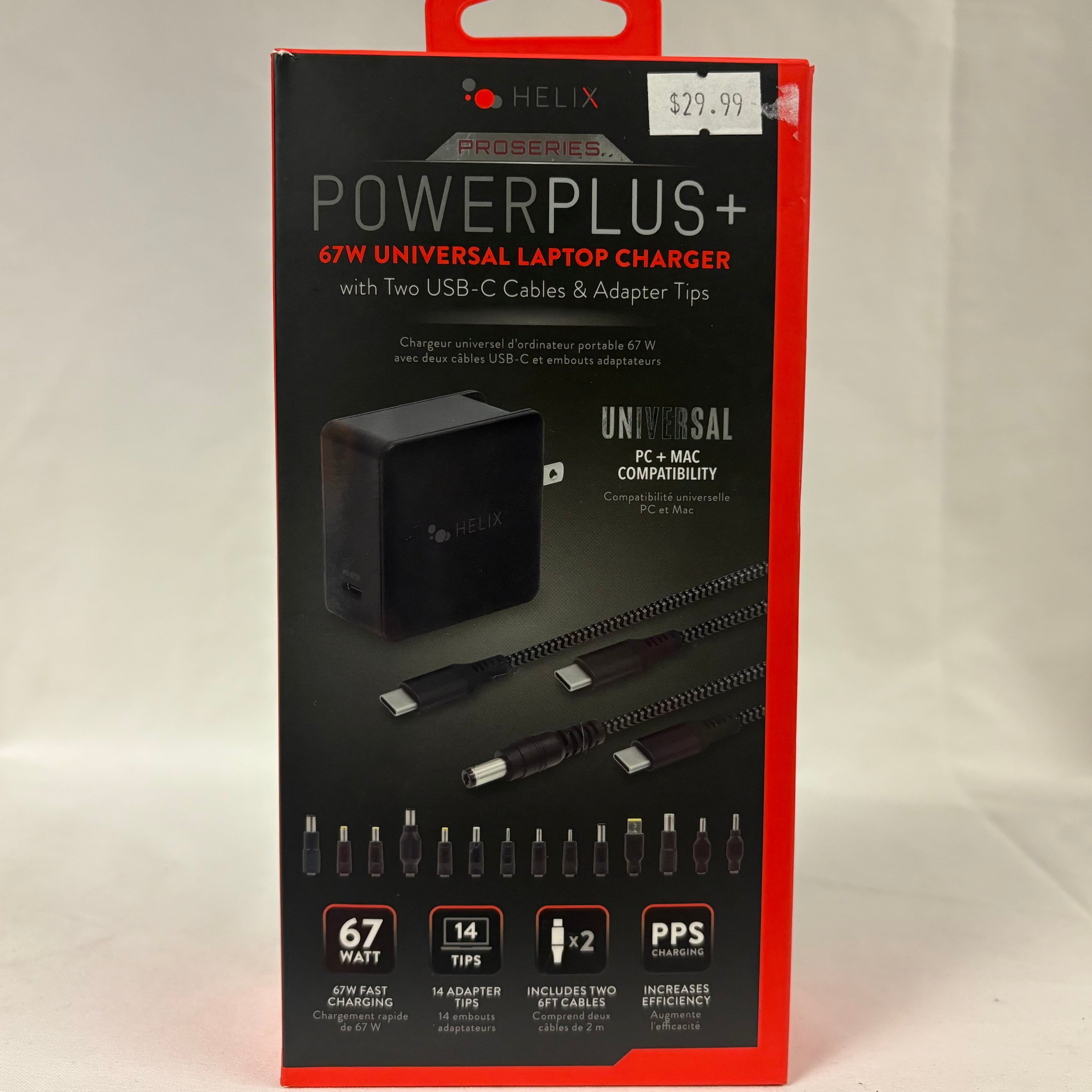 Helix PowerPlus 67W Universal Laptop Charger USB C Fast Charging PC and Mac