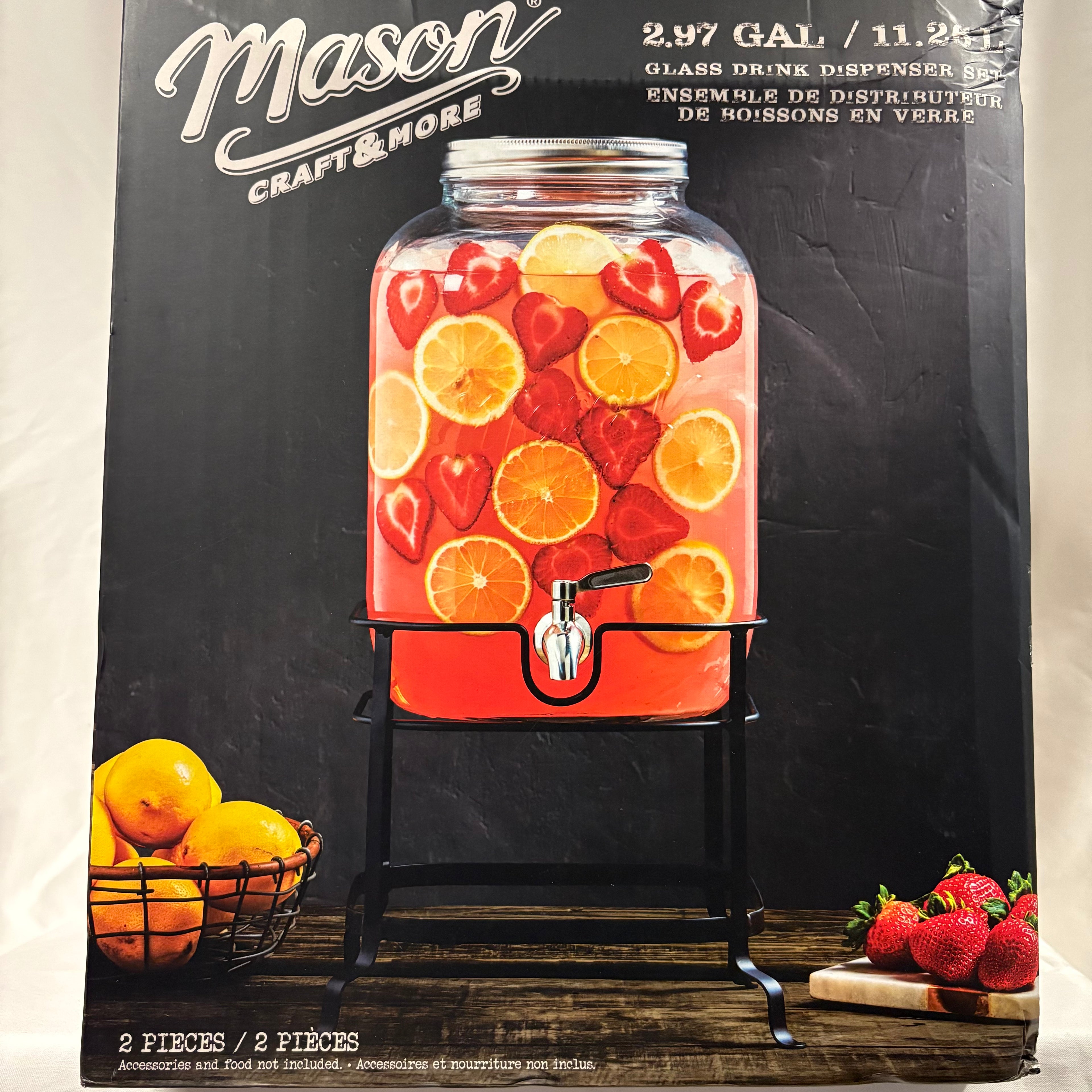 Mason Craft & More Glass Drink Dispenser with Stand