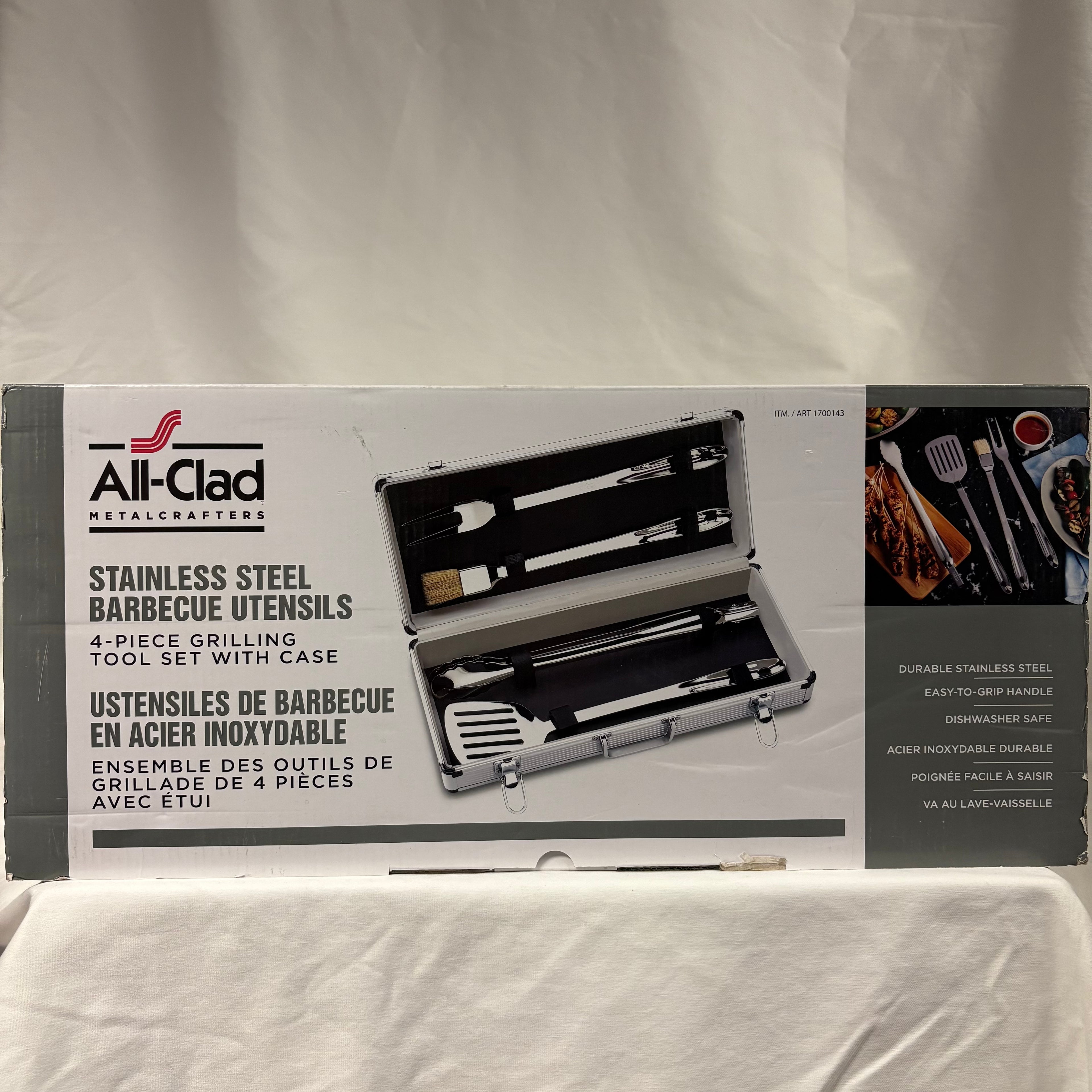 All-Clad Stainless Steel BBQ Utensil Set with Case (4-Piece)
