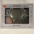 Stainless Steel 6-Compartment Food Trays – Set of 4