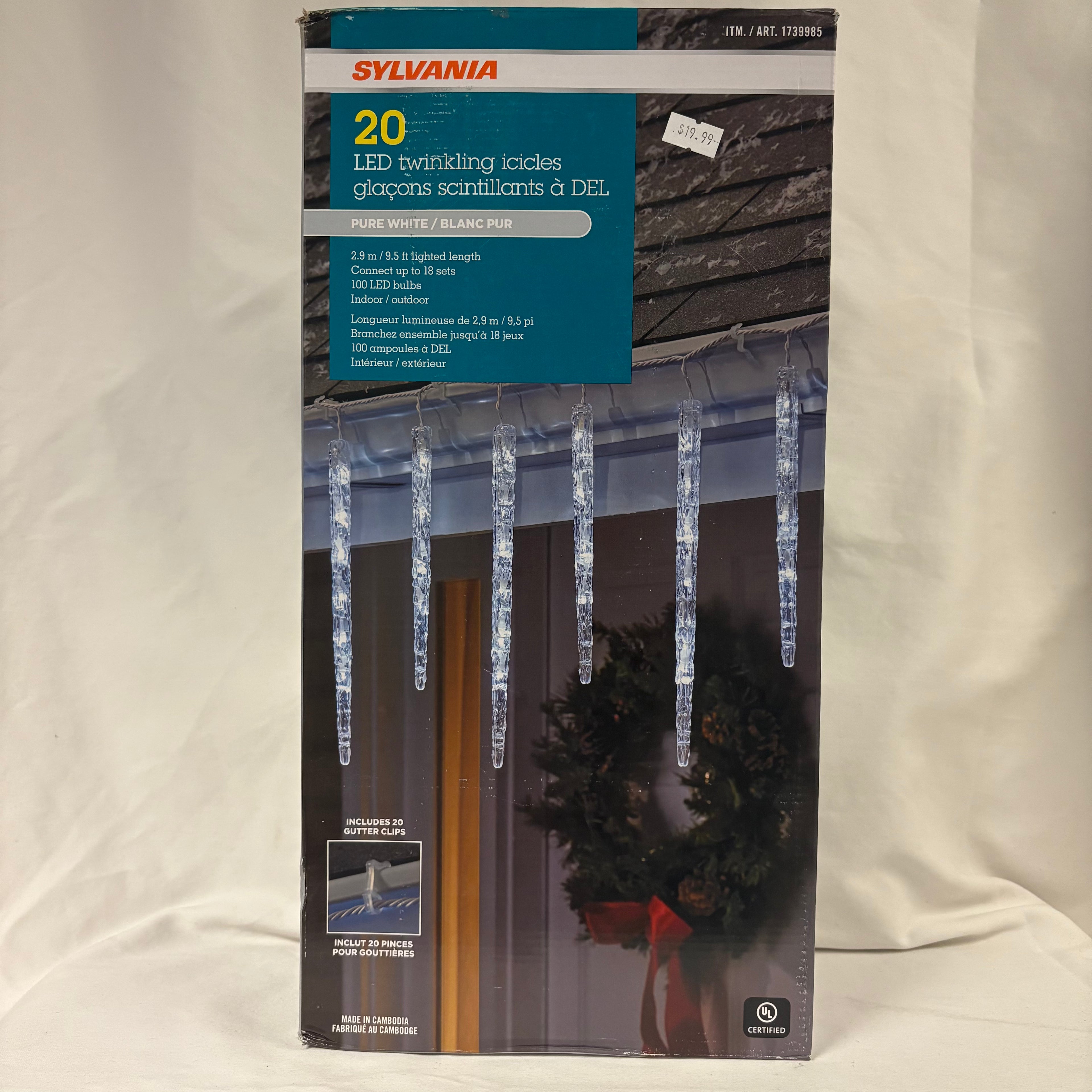 Sylvania LED Twinkling Icicle Lights Set of 20 Pure White