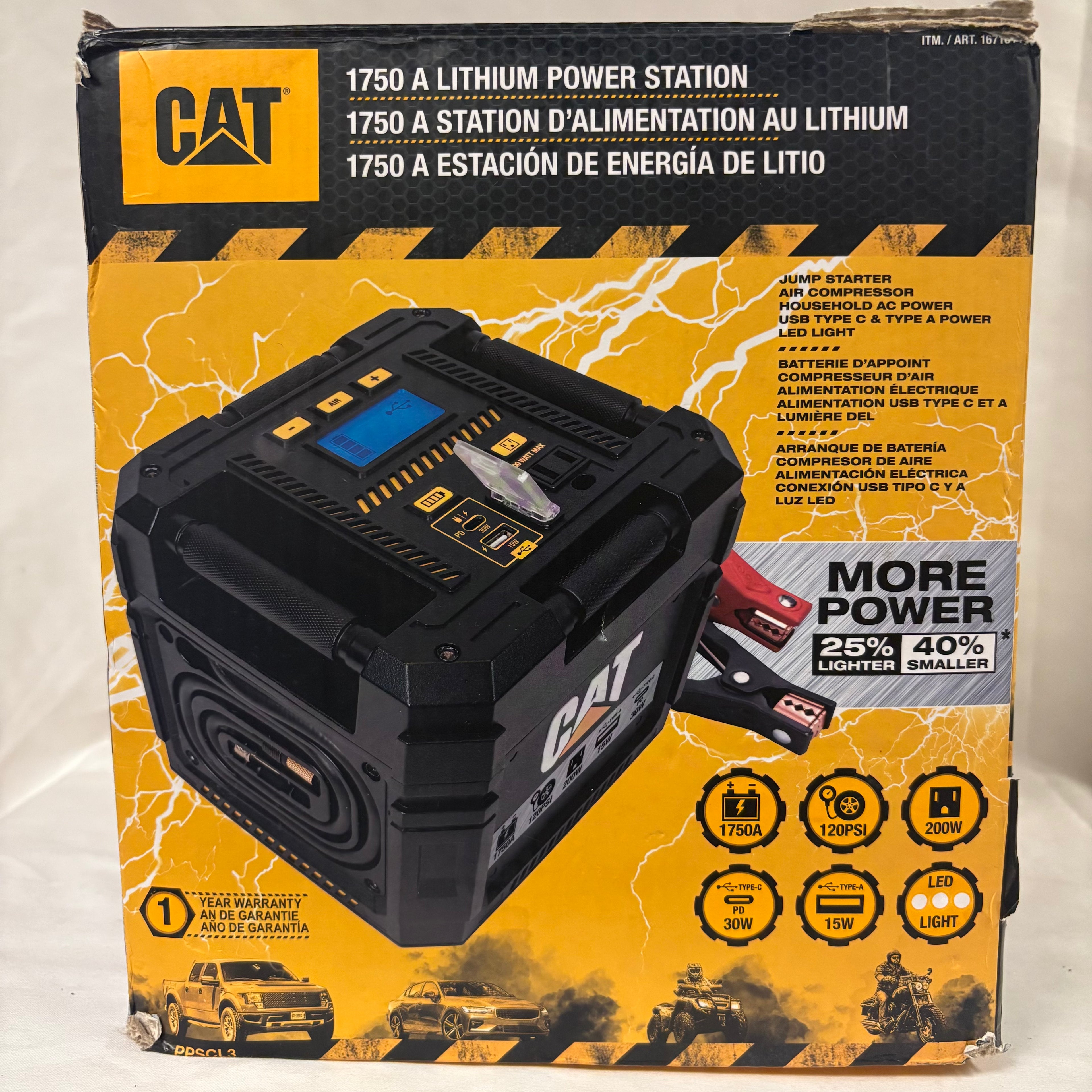 CAT 1750 Amp Lithium Power Station With Jump Starter And Air Compressor