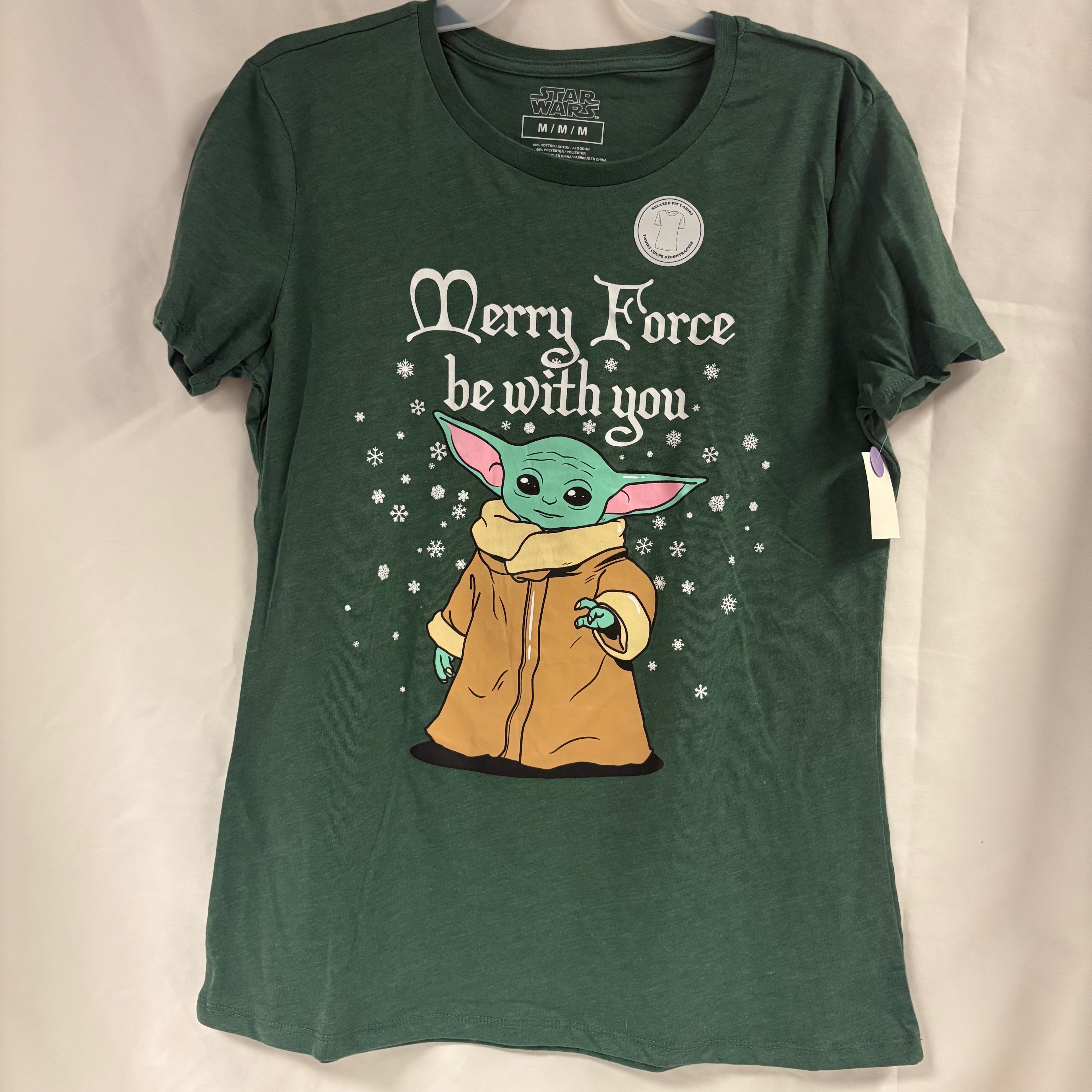 Star Wars Grogu Merry Force Be With You Graphic T Shirt