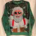 Mens Funny Santa Christmas Crewneck Sweater with Beer Glasses
