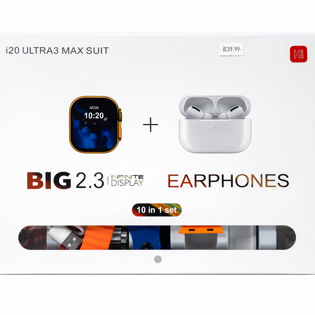 i20 Ultra3 Max Smartwatch and Earphones Set